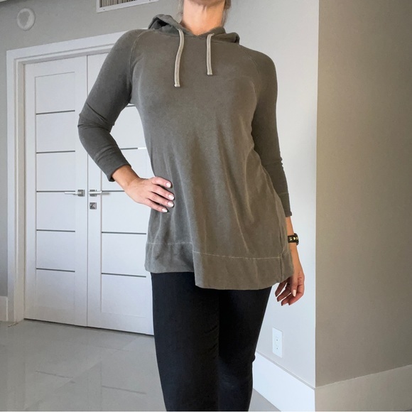 James Perse Olive Hooded Long Sleeve Sweater - Picture 1 of 7